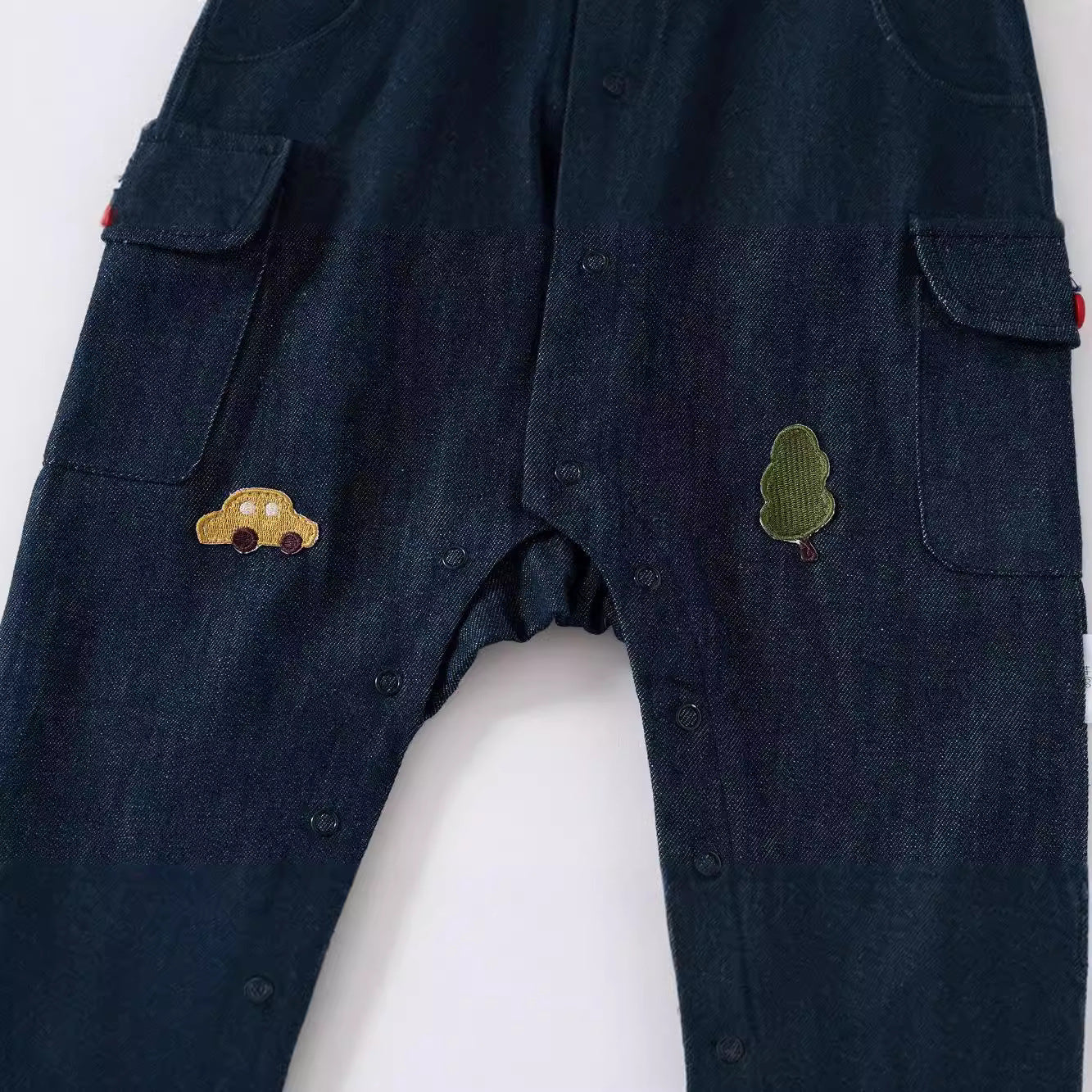 Autumn and Spring New Arrival Baby Casual Embroidered Pattern Denim Rompers-2