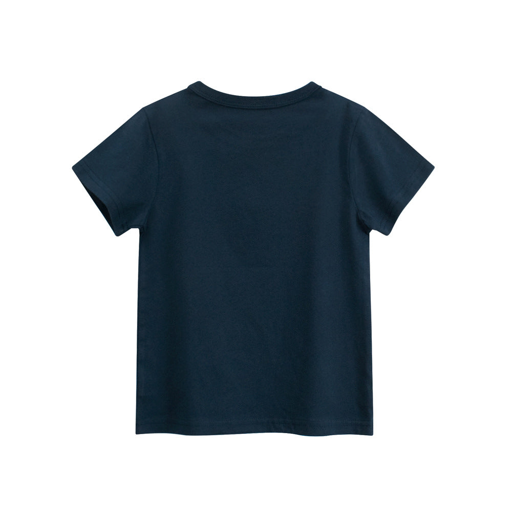 Boys’ Puppy Cartoon and Letters Print T-shirt in European and American Style-1