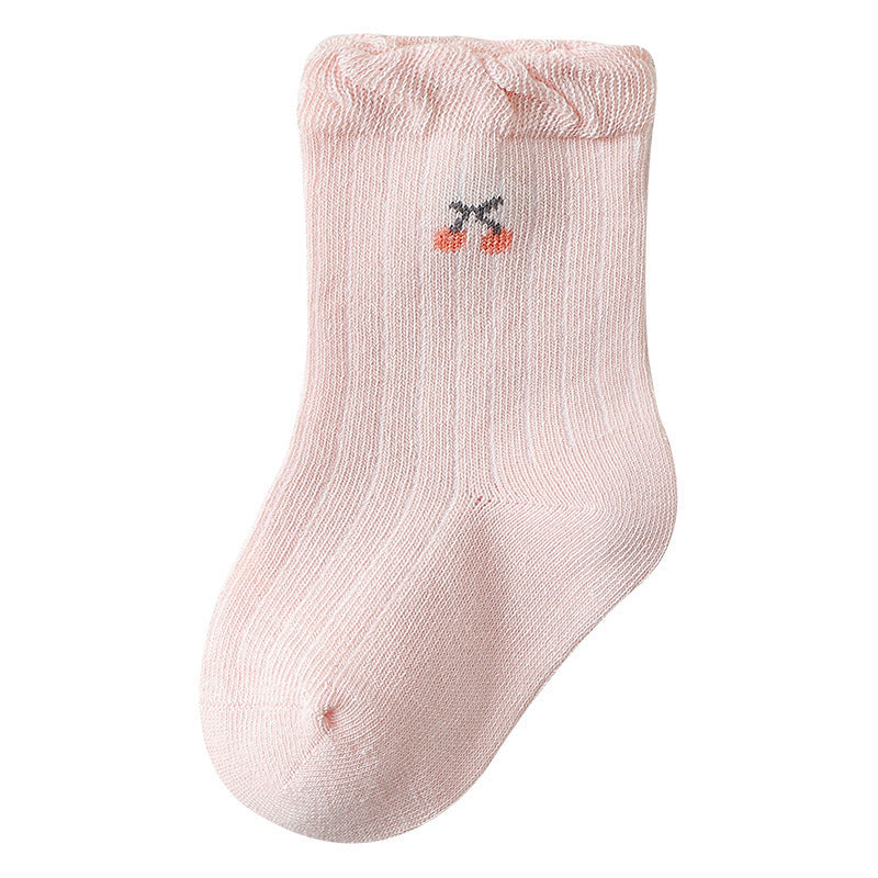 Baby Girls Frilled-Edges Breathable Mid-Calf Socks-5